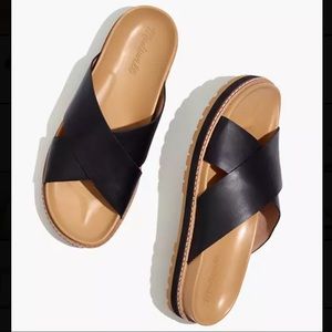 Madewell Dayna Lugsole Leather Slide Sandal True Black Size 9 NEW